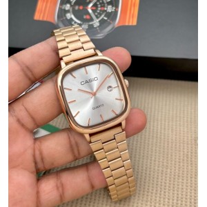 Casio Vintage Watch Analog Unisex Watch Metal Strap First Copy ( Rose Gold )