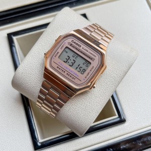 Casio Vintage Watch Digital Unisex Watch Metal Strap LAB1706 First Copy Rose Gold