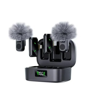 Fitgear FG-X10 Dual-Condenser Wireless Lavalier Microphone – 2.4 GHz, Noise Reduction, Charging Case