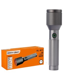 Rock Light M11 100W Metal Torch with Zooming Head | Type-C Rechargeable Torch Torch (Rechargeable)